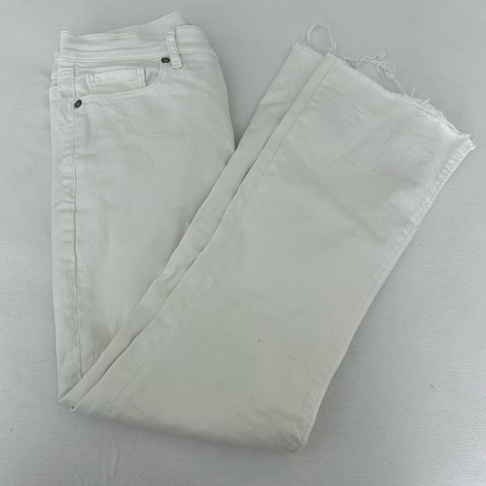 LOFT White Frayed Hem Kick Crop Jeans 27/4